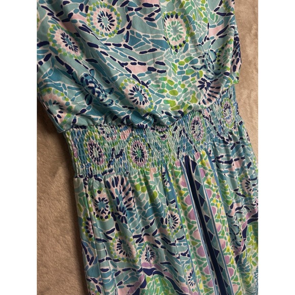 Lilly Pulitzer XS Marnie Strapless Maxi Dress Blue Ibiza Open Water Engineered - Picture 2 of 6